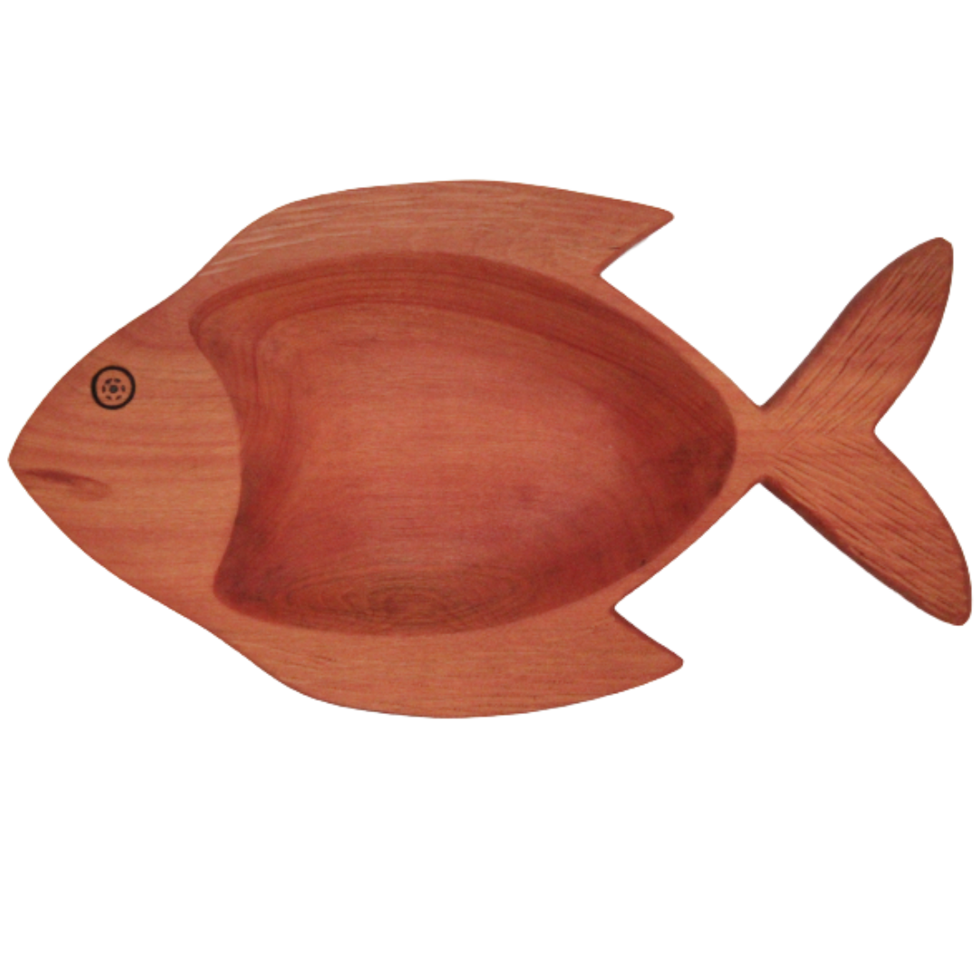 Bandeja de madera de pez